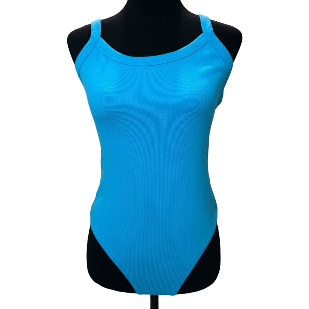 NEW NORDSTROM ELODIE ~  Blue Ribbed Cami Style Bodysuit SPRING XL